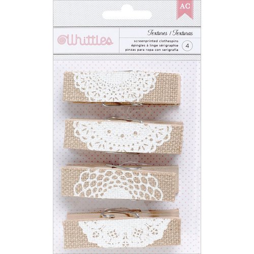 American Crafts - Whittles - Decorated Clothespins - Burlap Lace
