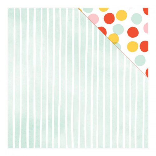 American Crafts - Dear Lizzy Collection - Fine and Dandy - 12 x 12 Double Sided Paper - Stripey Straws