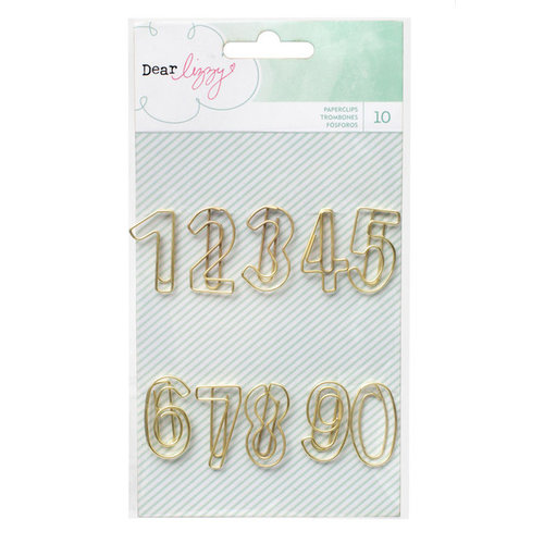 American Crafts - Dear Lizzy Collection - Fine and Dandy - Paperclips - Gold Numbers