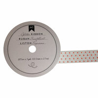 American Crafts - Glitter Ribbon - Red Polka Dot - 0.825 Inch - 3 Yards
