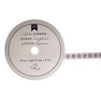 American Crafts - Glitter Ribbon - Purple Flower - 0.325 Inch - 3 Yards