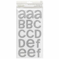 American Crafts - Thickers - Rootbeer Float - Chipboard Glitter Alpha Stickers - Silver