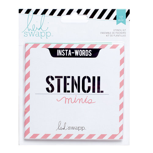 Heidi Swapp - Mixed Media Collection - 4 x 4 Stencil Pack - Minis - Insta-Words