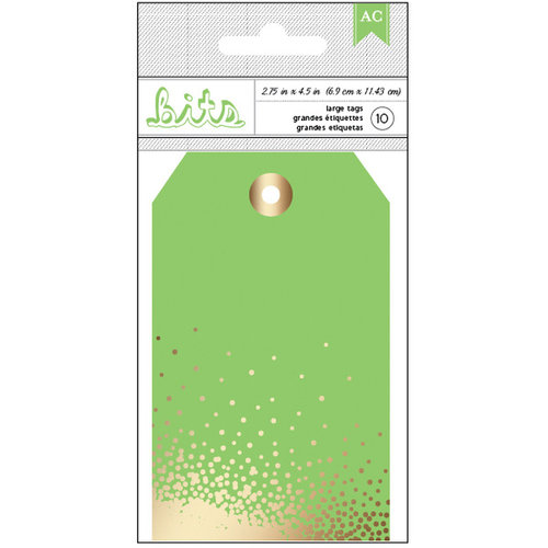 American Crafts - Tags - Green With Gold Foil