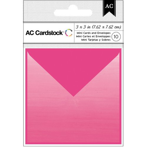 American Crafts - Mini Cards and Envelopes - 3 x 3 - Pink