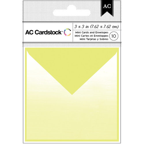 American Crafts - Mini Cards and Envelopes - 3 x 3 - Lime