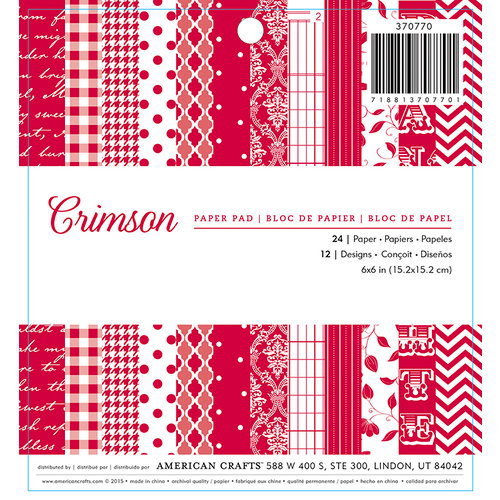 American Crafts - Christmas - 6 x 6 Paper Pad - Crimson