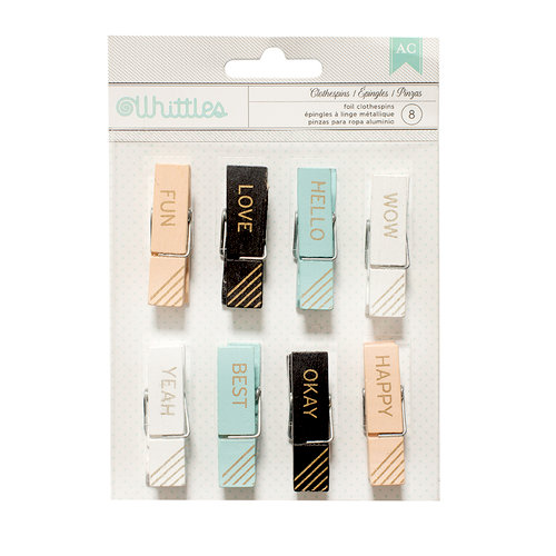 American Crafts - Clothespins - Words 2 - Gold