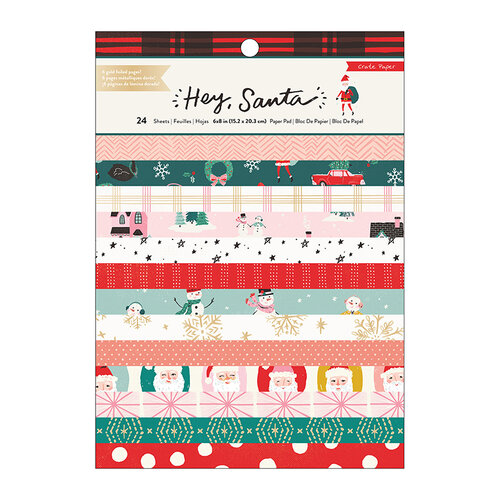 Crate Paper - Hey Santa Collection - 6 x 8 Paper Pad with Foil Accents