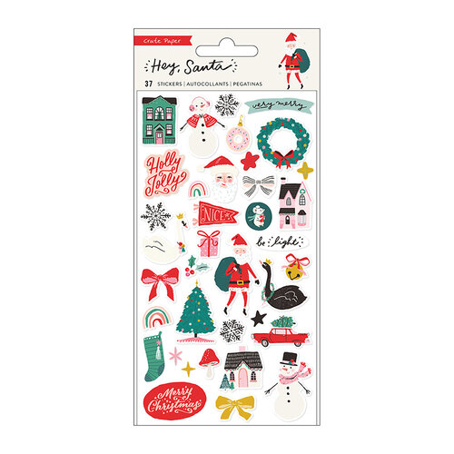Crate Paper - Hey Santa Collection - Puffy Stickers
