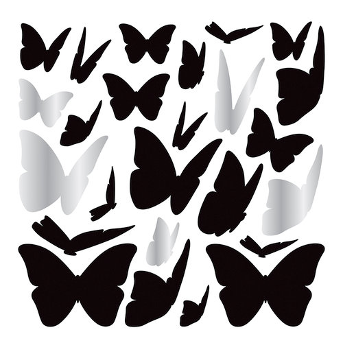 American Crafts - Wall Art - Wall Decals - Silver Foil - Butterflies