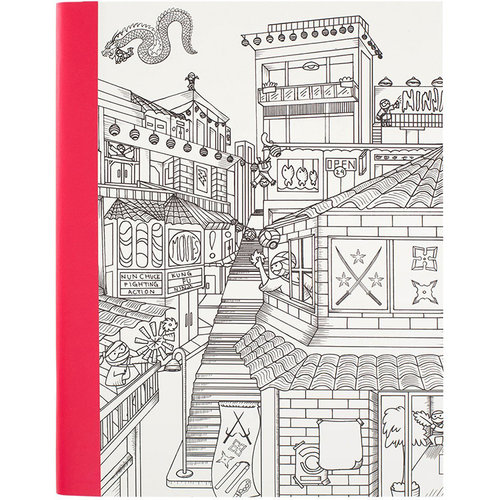 American Crafts - Hall Pass Collection - Adult Coloring - Composition Notebook - 7.5 x 9.75 - Ninja