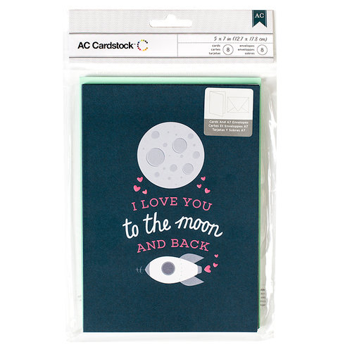 American Crafts - Valentines Cards - 5 x 7 - Moon and Back