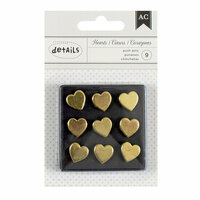 American Crafts - Push Pins - Gold Hearts