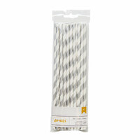American Crafts - Metallic Straws - Stripe - Silver