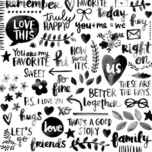 American Crafts - Better Together Collection - 12 x 12 Transparency - Black and White