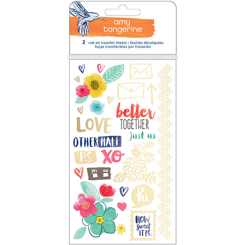 American Crafts - Amy Tangerine Collection - Better Together - Rub Ons with Foil Accents