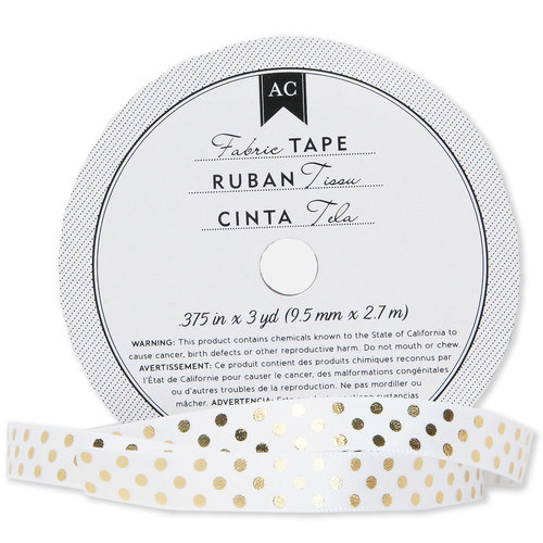 American Crafts - Fabric Tape - Gold Dot - 0.375 Inches