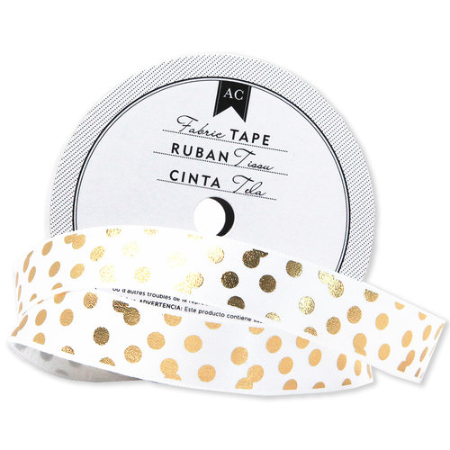 American Crafts - Fabric Tape - Gold Scatter Dot - 0.625 Inches