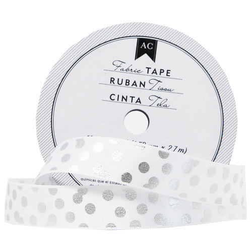 American Crafts - Fabric Tape - Silver Scatter Dot - 0.625 Inches