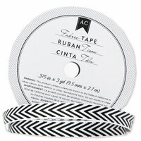 American Crafts - Fabric Tape - Black Chevron - 0.375 Inches