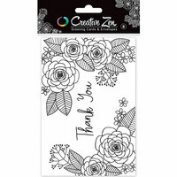 American Crafts - Creative Zen Collection - Adult Coloring - Coloring Cards - Floral 2 - Thank You