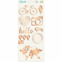 American Crafts - Go Now Go Collection - Cardstock Stickers with Foil Accents - Accents and Phrases