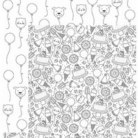 American Crafts - Adult Coloring Collection - 12 x 12 Double Sided Paper - Birthday