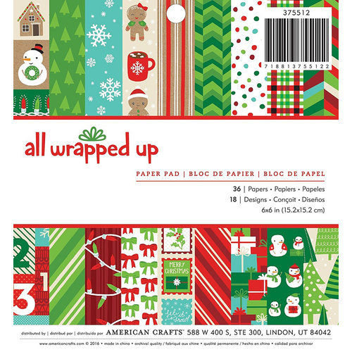 American Crafts - All Wrapped Up Collection - Christmas - 6 x 6 Paper Pad