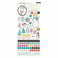 Crate Paper - Snow and Cocoa Collection - Cardstock Stickers with Foil Accents