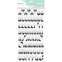 American Crafts - Saturday Collection - Thickers - Alpha - Petals - Black and White