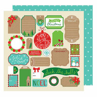 American Crafts - All Wrapped Up Collection - Christmas - 12 x 12 Double Sided Paper - Tags