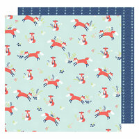American Crafts - Lovely Day Collection - 12 x 12 Double Sided Paper - Foxy Friend