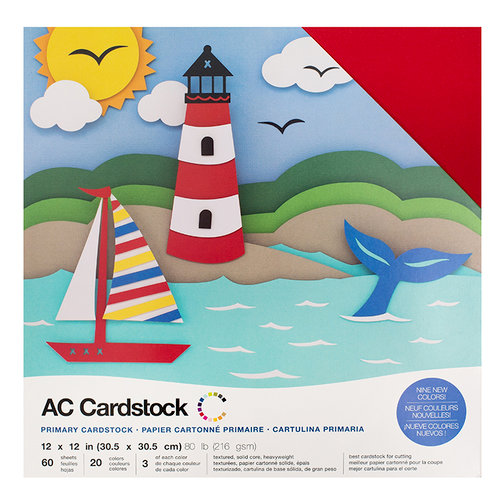 American Crafts - 12 x 12 Cardstock Pack - 60 Sheets - Primaries