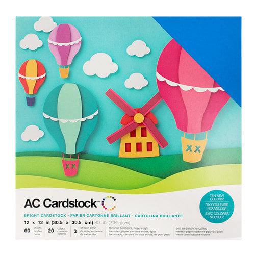 American Crafts - 12 x 12 Cardstock Pack - 60 Sheets - Brights