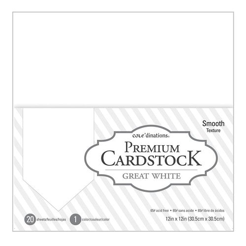 Core'dinations - 12 x 12 Cardstock - Value Pack - Great White - 20 sheets