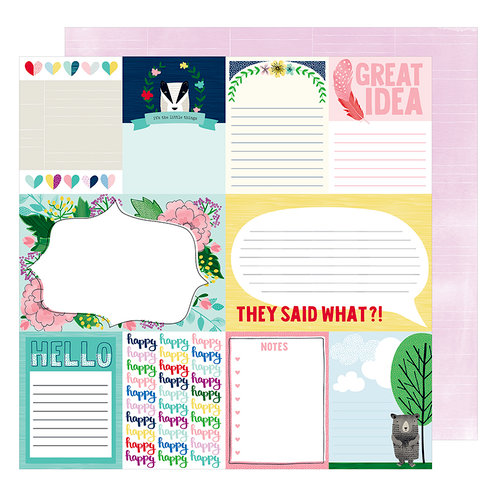 American Crafts - Little By Little Collection - 12 x 12 Double Sided Paper - Grinning Badger
