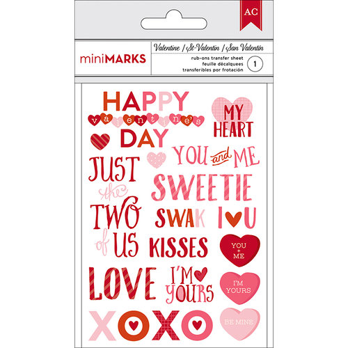 American Crafts - Valentines 2017 Collection - Rub Ons - Phrases