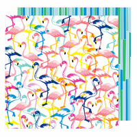American Crafts - On A Whim Collection - 12 x 12 Double Sided Paper - Let's Flamingle