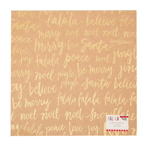 Crate Paper - Falala Collection - Christmas - 12 x 12 Kraft Paper with Glitter Accents