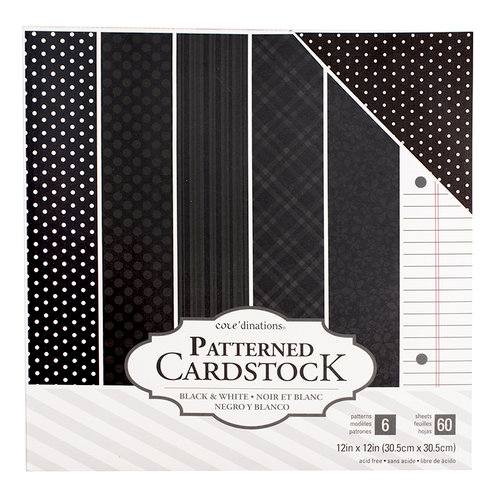 Core'dinations - 12 x 12 Patterned Cardstock - Black - 60 Sheets