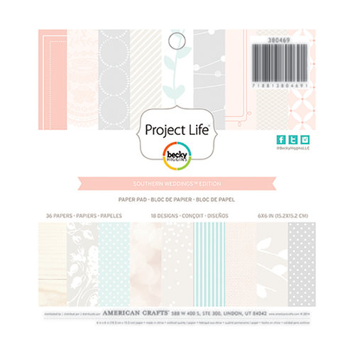 Becky Higgins - Project Life - Southern Weddings Edition Collection - 6 x 6 Paper Pad