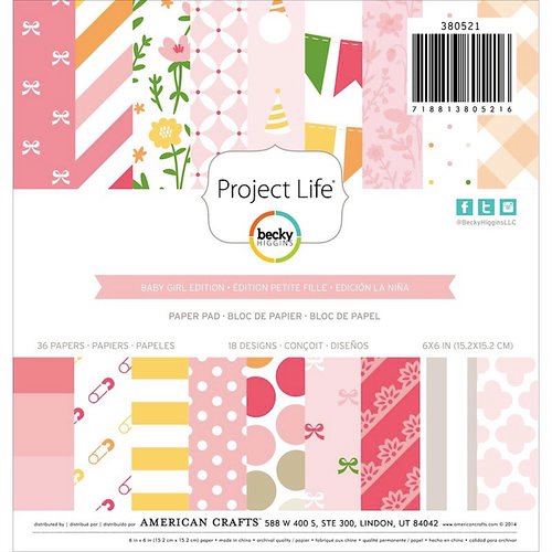 Becky Higgins - Project Life - Baby Girl Edition Collection - 6 x 6 Paper Pad