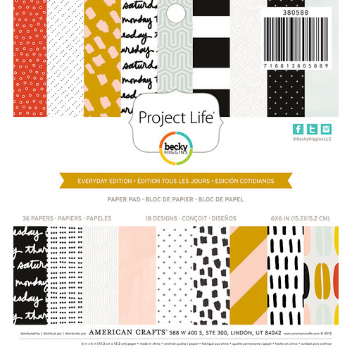 Becky Higgins - Project Life - Everyday Edition Collection - 6 x 6 Paper Pad