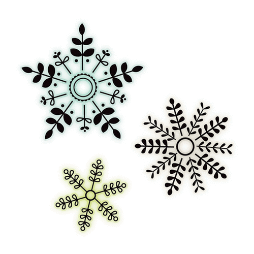 American Crafts - Imaginisce - Colors of Christmas Collection - Snag 'em Acrylic Stamps - Snowflakes
