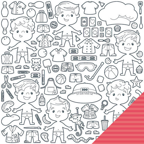 Imaginisce - Family Fun Collection - 12 x 12 Double Sided Paper - Paper Guys
