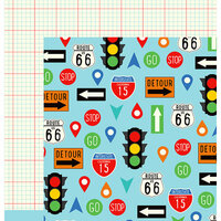 Imaginisce - Happy Traveler Collection - 12 x 12 Double Sided Paper - Highway