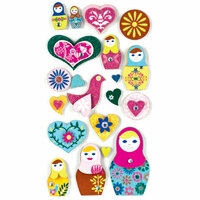American Crafts - Remarks - 3 Dimensional Stickers with Glitter Accents - Sweden, CLEARANCE