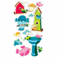 American Crafts - Remarks - 3 Dimensional Stickers with Glitter Accents - Feathers
