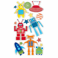 American Crafts - Remarks - 3 Dimensional Stickers with Glitter Accents - Intergalactic, CLEARANCE
